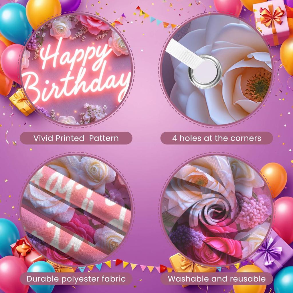 Banner Lavender Pink Tone Birthday Display Celebration Background Pink Floral Branches Party Background For Friend Adult