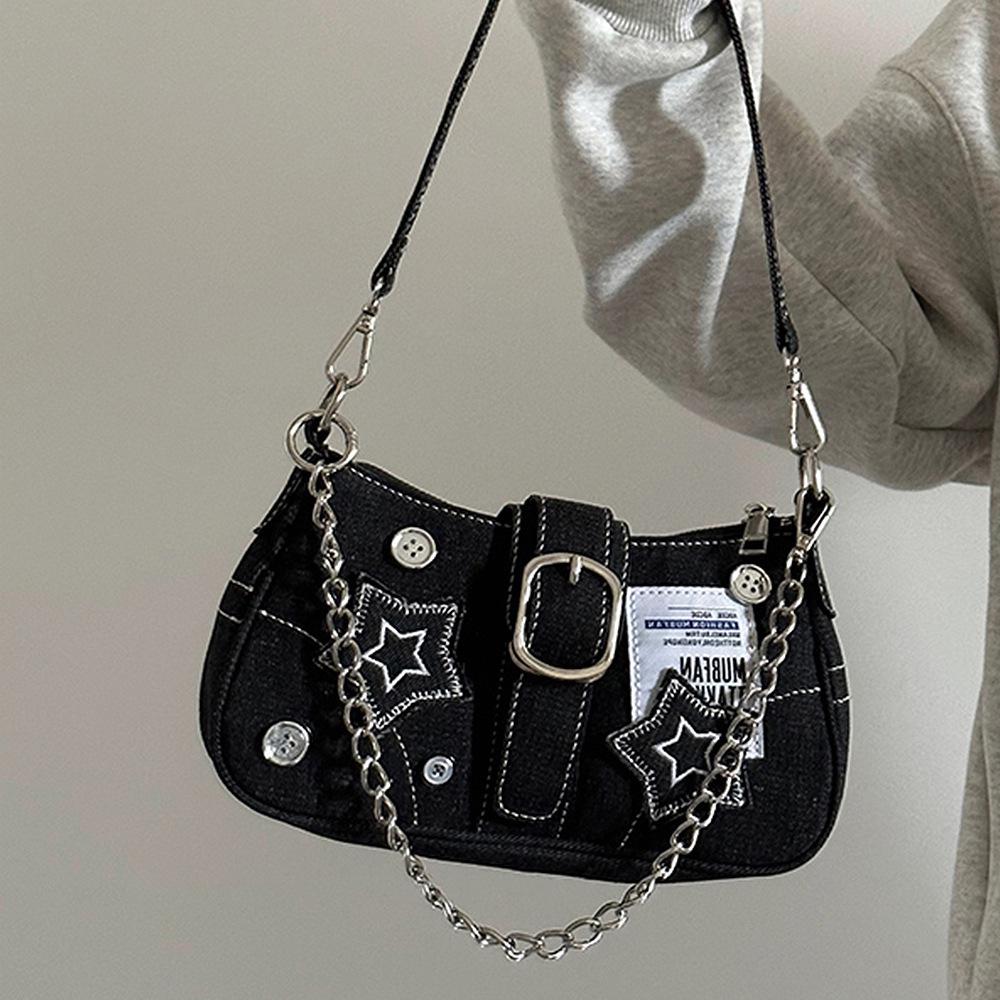 Y2K Spicy Girl Crescent Chain Denim Bag