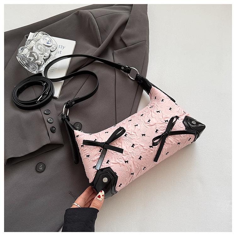 

Premium sense niche bow bag women s 2025 new fashion shoulder underarm bag large capacity portable bucket bag розовый