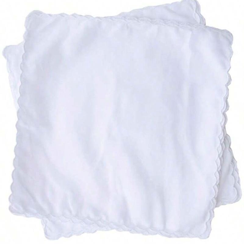 6pcs/Cotton handkerchief fan-shaped pocket square towel white 30cm