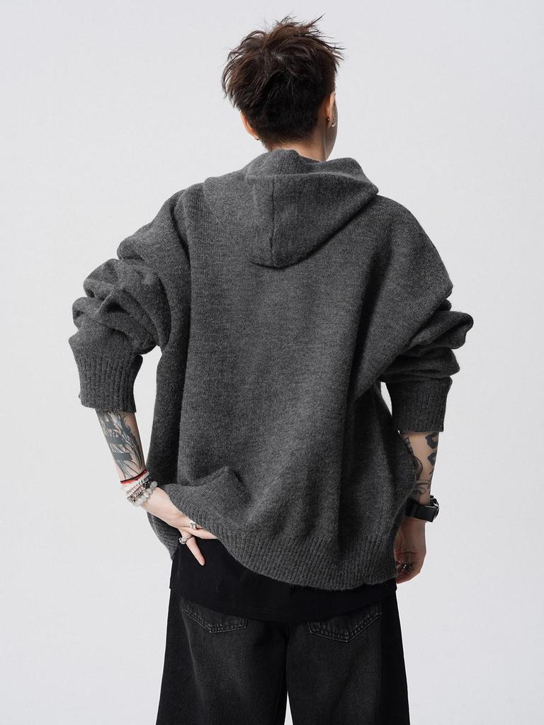 American Style Men's Plus Size Hooded Sweatshirt: Trendy Autumn/Winter Knitwear with High-End Vibe