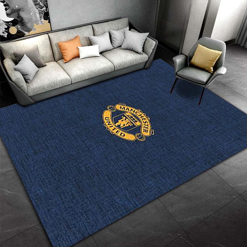 "Blue Carpet with Manchester United Logo Design for Living Room Decor" Suitable for use as an anti-slip for living room bedroom sofas