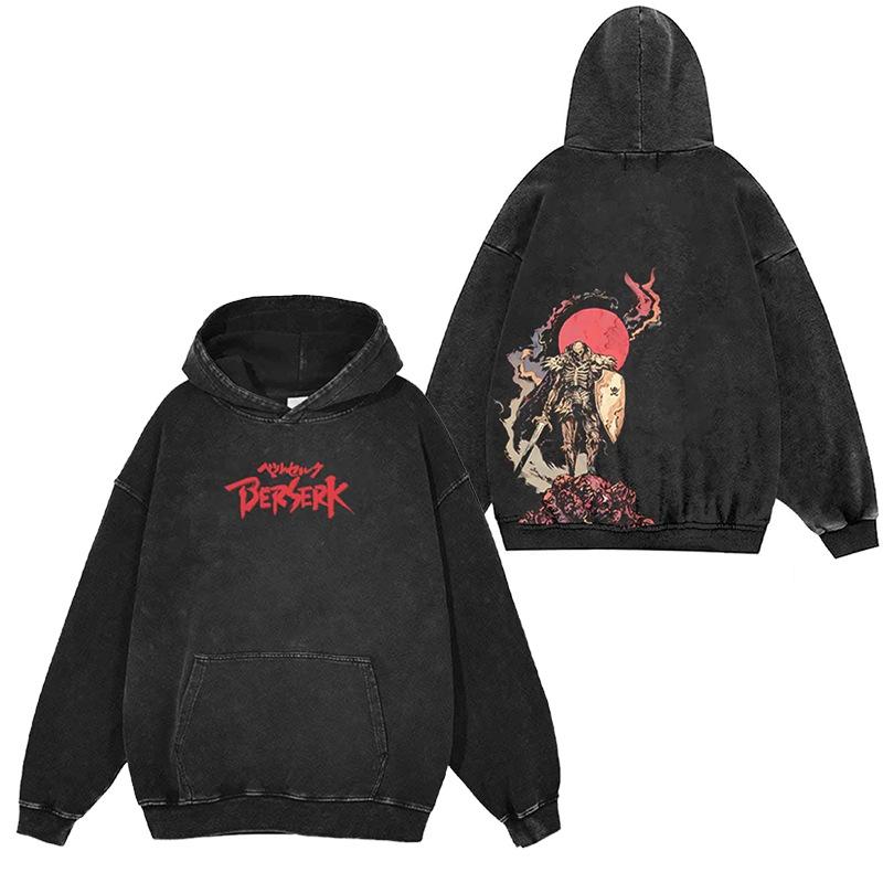 Oversized Vintage Wash Hoodie - Japanese Minimalist Cartoon Anime Style