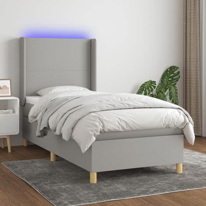 VidaXL Sommier à Lattes de Lit avec Matelas et LED, Lit Rembourré, Lit Simple, Lit Adulte de Chambre à Coucher Intérieur, 3138693