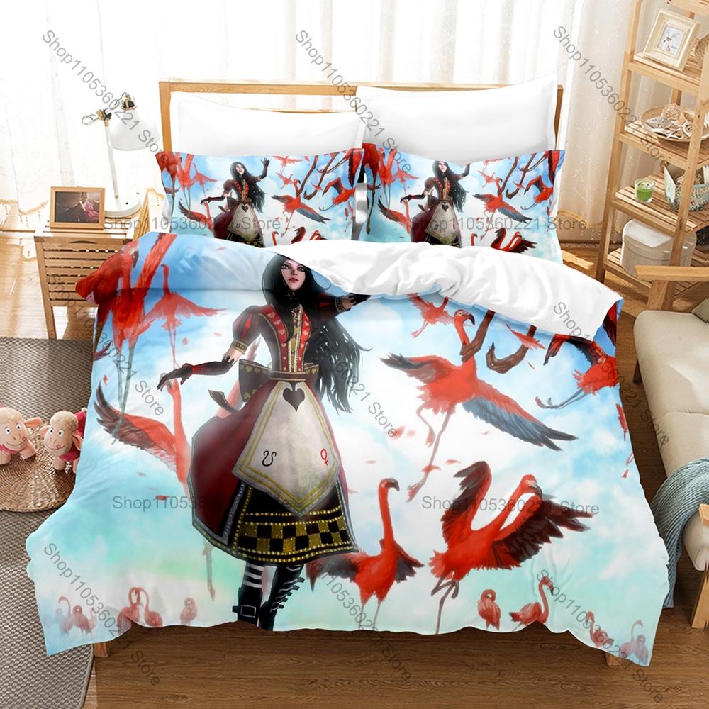 Personality Alice Madness Returns Bedding Set New Duvet Cover Pillowcase Dark Fantasy Game Theme Bed Set Single Twin Full Queen