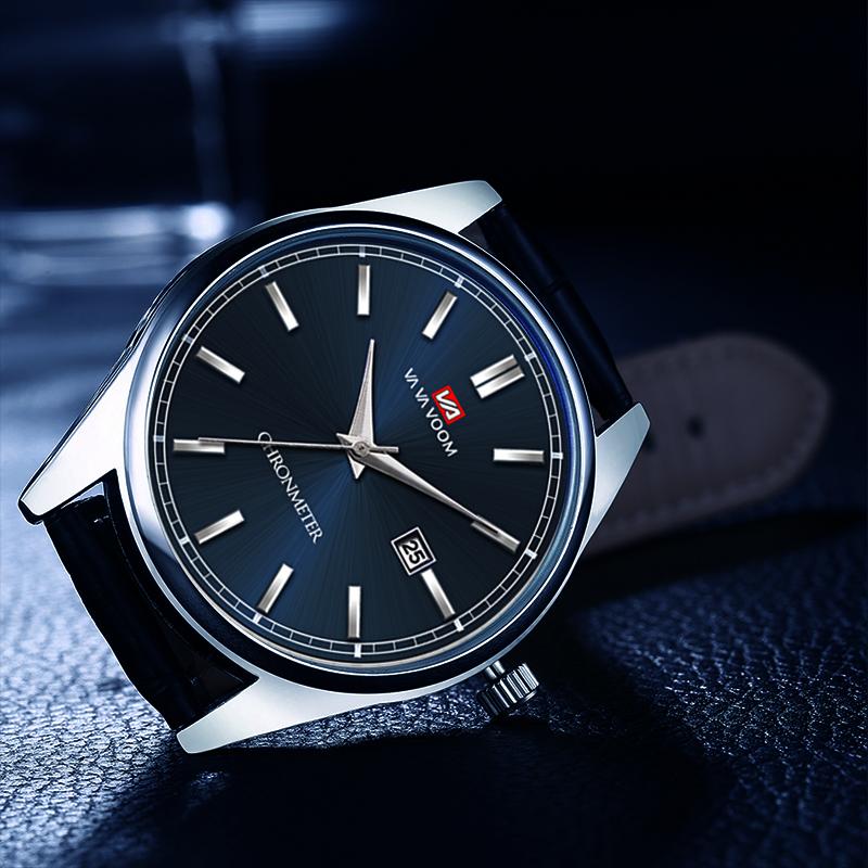 Business Men's Watch Fashion Trend Blue Stainless Steel Waterproof Date Display Quartz Movement Boutique Men Casual Watch Reloj