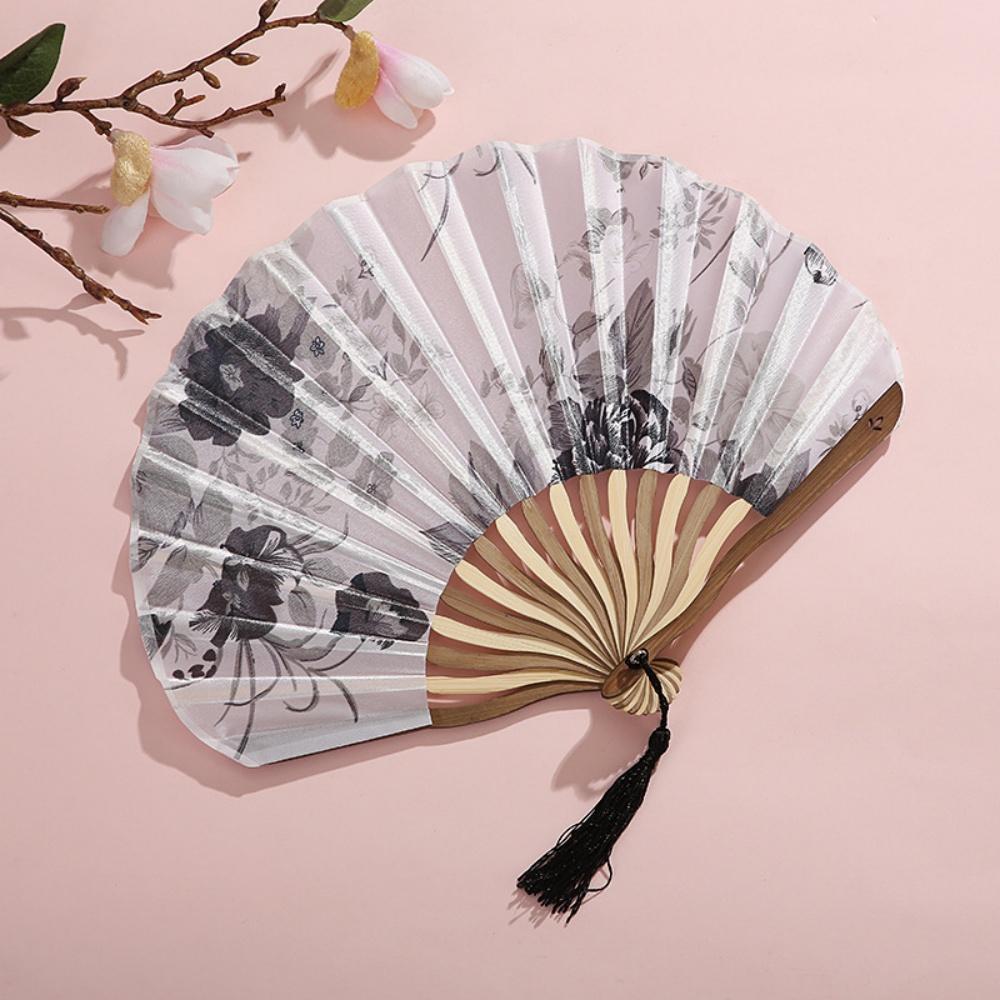 Silk Cloth Hand Fan Elegant Hand Fan Peony Flower Fan Luxurious For Weddings Personal Comfort Dance Recitals