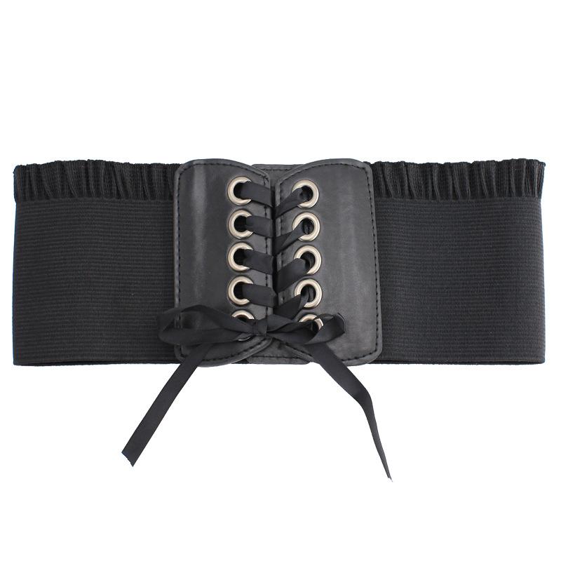 Women'S Extra Wide Waist Belt Dress Decorative Bow Strap Elastic Elastic Waist Seal