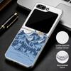 Mountain Valley Camping Art Case For Samsung Galaxy Z Flip 8 7 FE 6 5 4 Z Flip8 Flip7 Flip6 Flip5 Luxury Plating Leather Skin Phone Cover
