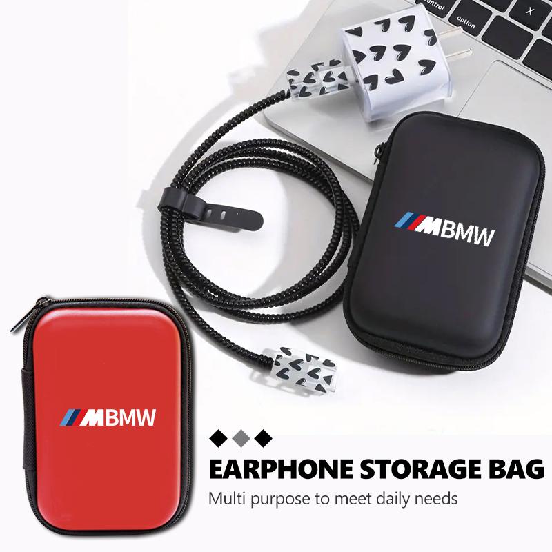 WSQK5 Car Portable EVA Storage Earphone Cable Case Bluetooth Bag For BMW M Performance Alpina M3 M5 M6 X1 X3 X4 X5 G20