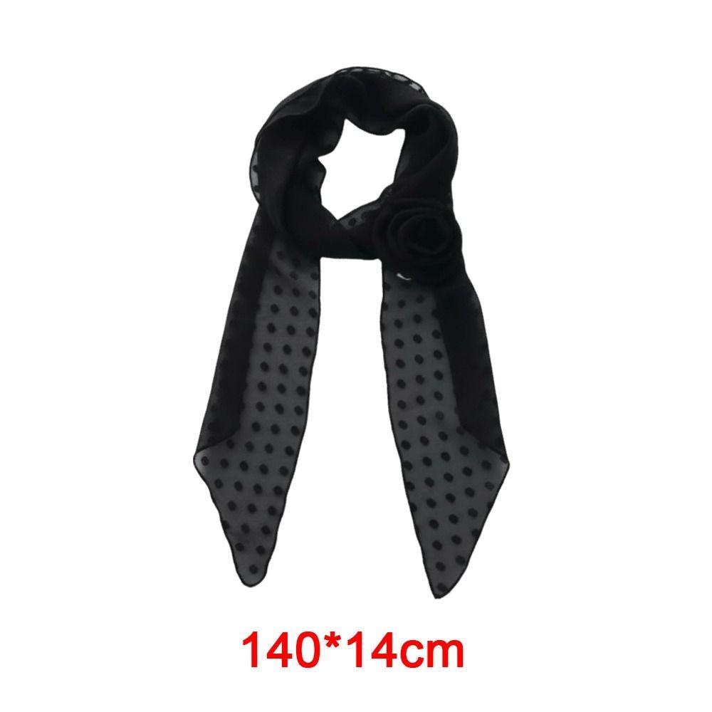 Detachable Design Chiffon Scarf Thin Material Polka Dots Scarf Neck Scarf  Fashion Accessory