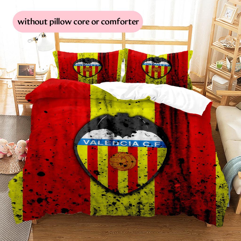 Valencia Club de Fútbol Pattern Bedding Quilt Set Home Decoration Gift (1 * duvet cover + 2 * pillowcase without core)