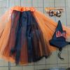 Goose Outfits Halloween Porch Goose Clothes with Witch Hat Bowtie And Tutu Skirt for 23-inch Lawn Goose Statue