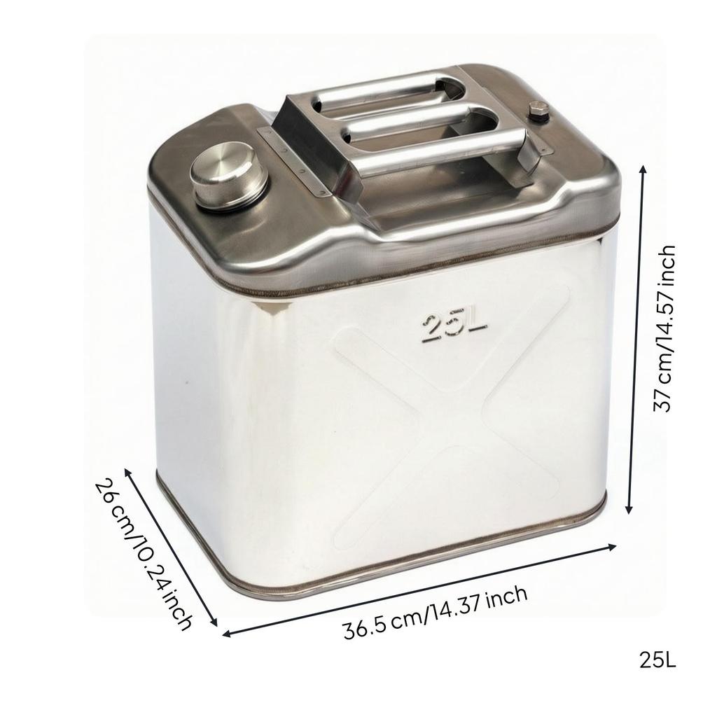 Oil Canister with Handle Stainless Steel Backup Petrol Tank Leakproof Can Drivers, Camping,