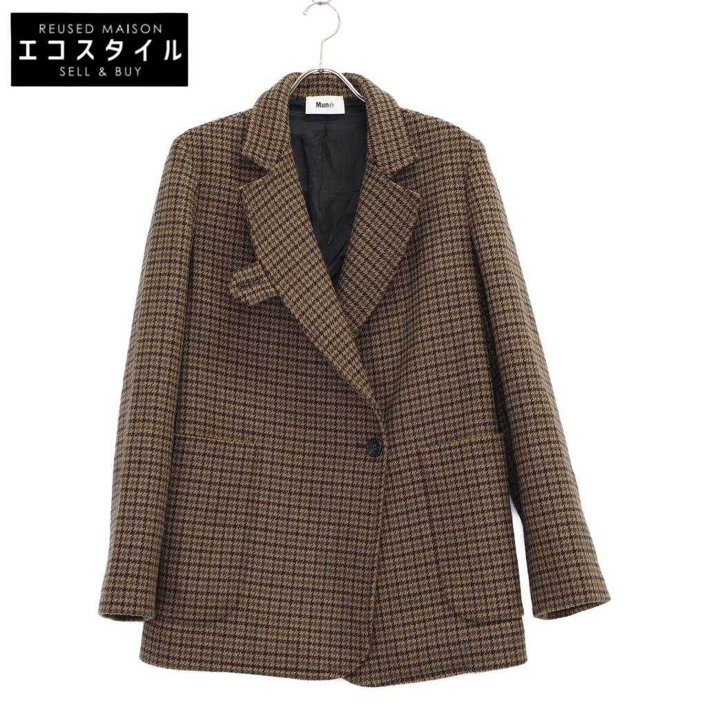 Mun Brown Houndstooth Wool Coat coat 36 BrownUsed