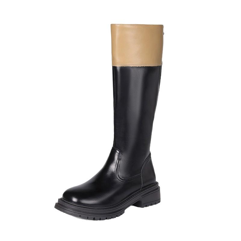 Inner height increase 2025 new autumn and winter new color matching boots thick sole but knee high boots long boots knight boots women
