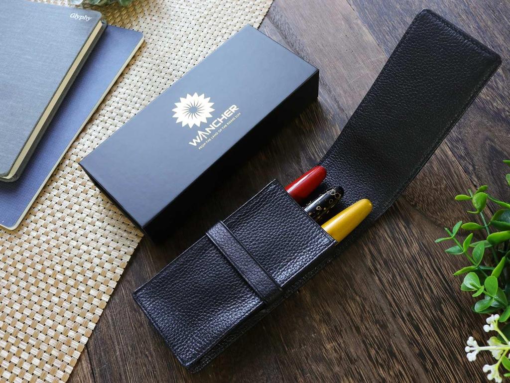 WANCHER Terasaki Leather Pen Fountain Pen Java Leather Pen Case Fountain Case, Black, Case, Products, [WANCHER Pen]