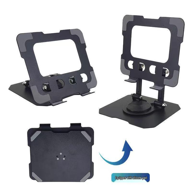 Rotatable Metal Phone & Tablet Stand: Foldable, Universal Design with Hollow Heat Dissipation for Home or Office.