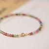 Women's 14k Gold Plated Tourmaline Rainbow Bracelet - Watermelon Summer Birthday Gift