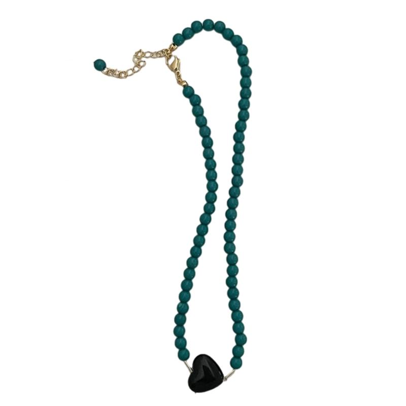 Cool Beaded Heart Choker Necklack Beaded Pendant Necklace Striking Beaded Collar Necklace Perfect Gift for Woman Girls