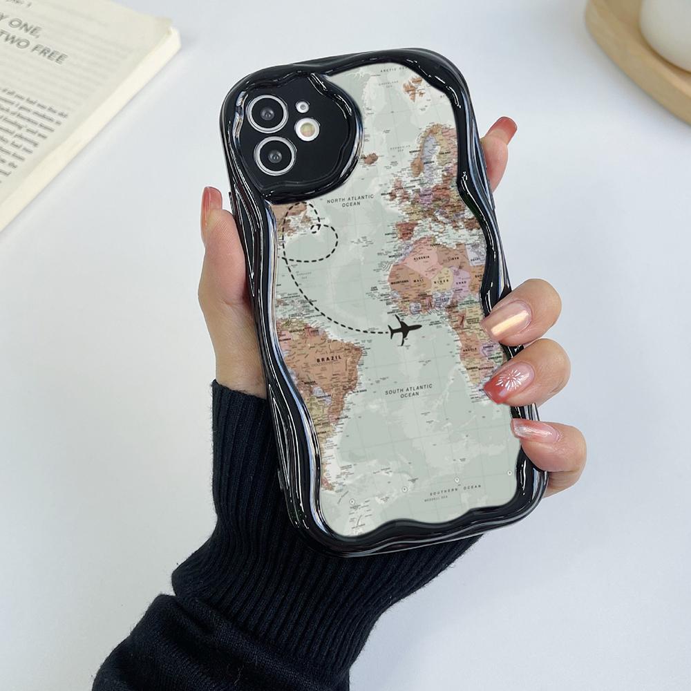 Ae89 Map aircraft trajectory Protective Phone Cases for Apple iPhone 16 15 14 13 Pro Max 11 12 mini XR 7 8 6s Plus XS Max SE Wave TPU Back Cover