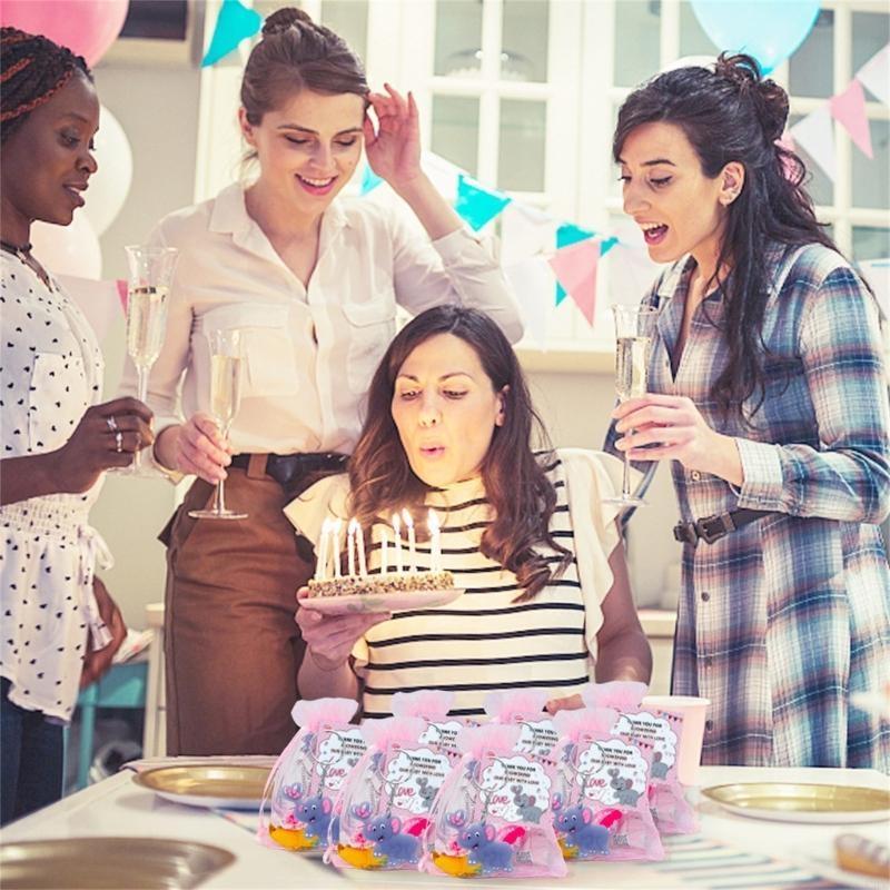 Babyparty Elefant Schlüsselanhänger 24er Pack mit Organza-Geschenktüte Gastgeschenk X3UC