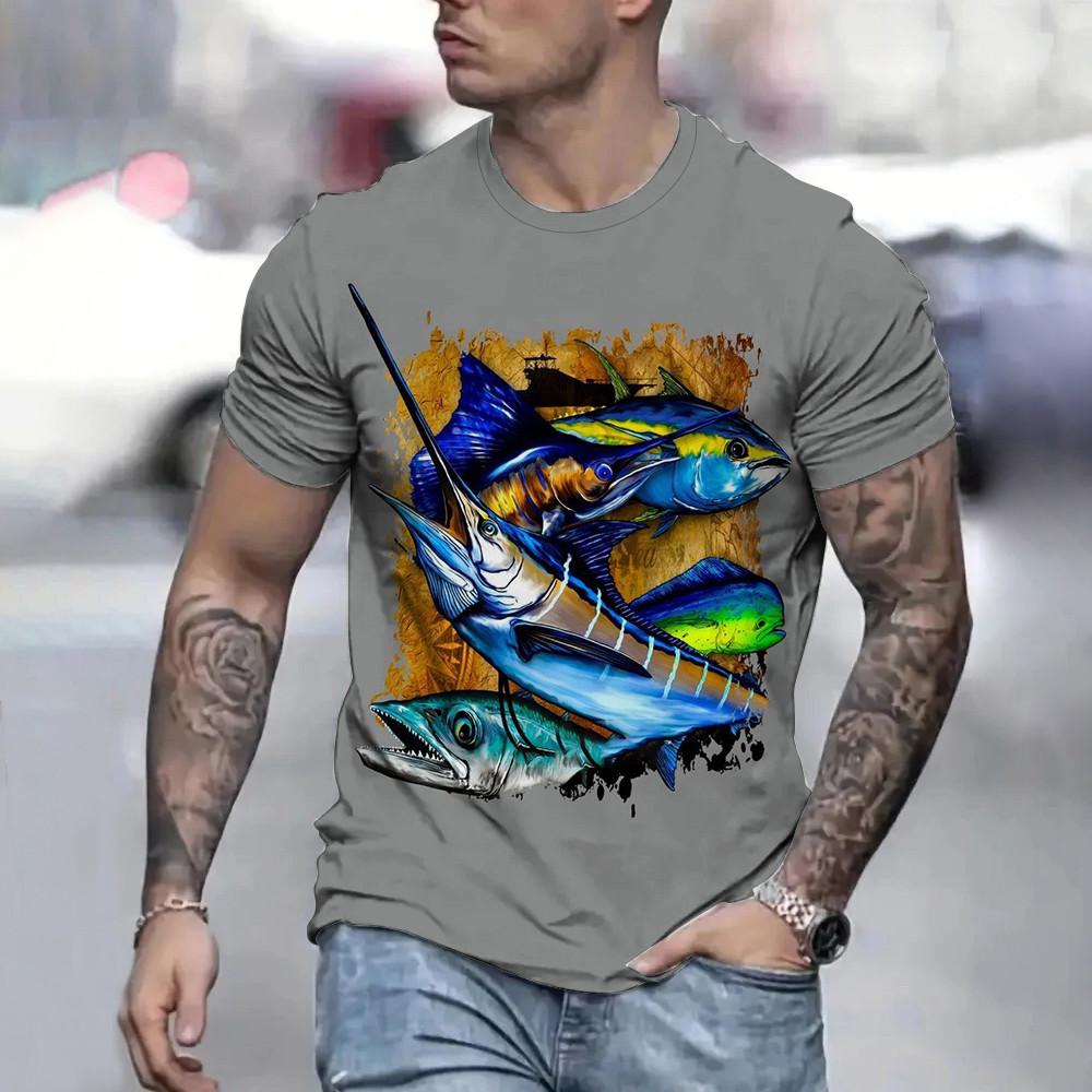 2025 casual loose men's short-sleeve T-shirt summer fishing clothing T-shirt