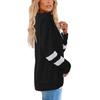 Fashion Casual Womens  Long Sleeve Striped Spliced Tops Loose Sweatshirt