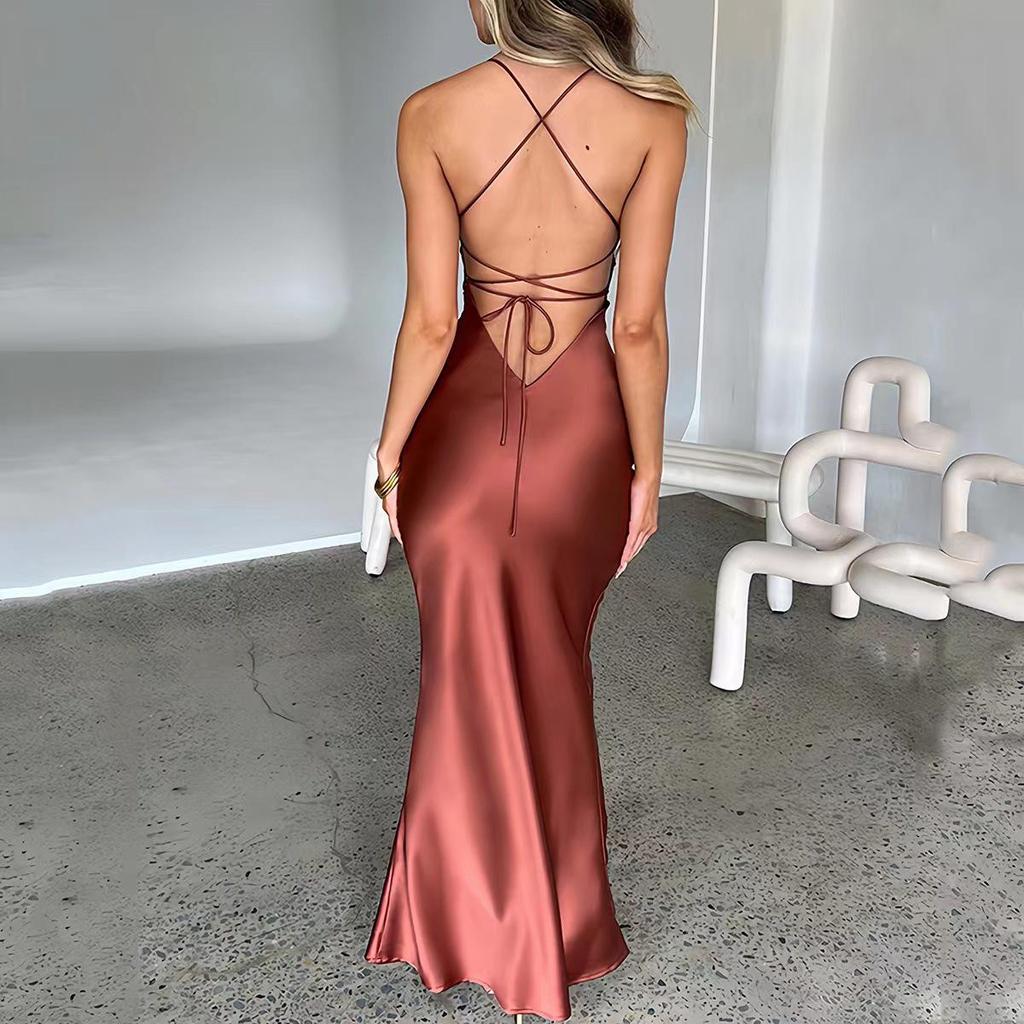 2024 Elegant One-Shoulder Slit Evening Dress: European and American Fashion, Sexy & Slim, for Women