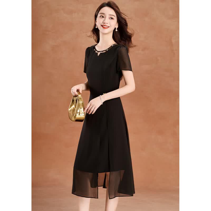 Women's Elegant Hollow-out A-line Little Black Dress