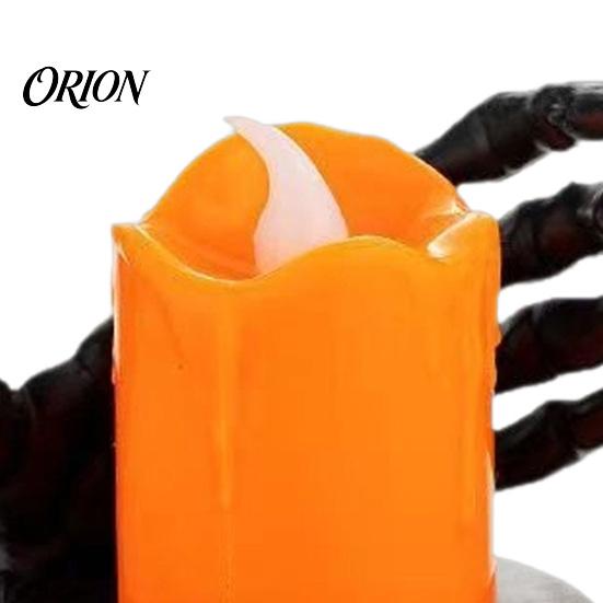 Led Ghost Hand Candle Halloween Light, LED Skeleton Decoration with Flickering Decorative Horror Prop Flame, Spooky Tabletop Decor for Party