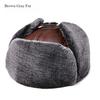 Men's Genuine Leather Ushanka Hat Russian Trapper Hat Winter Warm Thickened Bomber Cap Trooper Hat with Ear Flaps