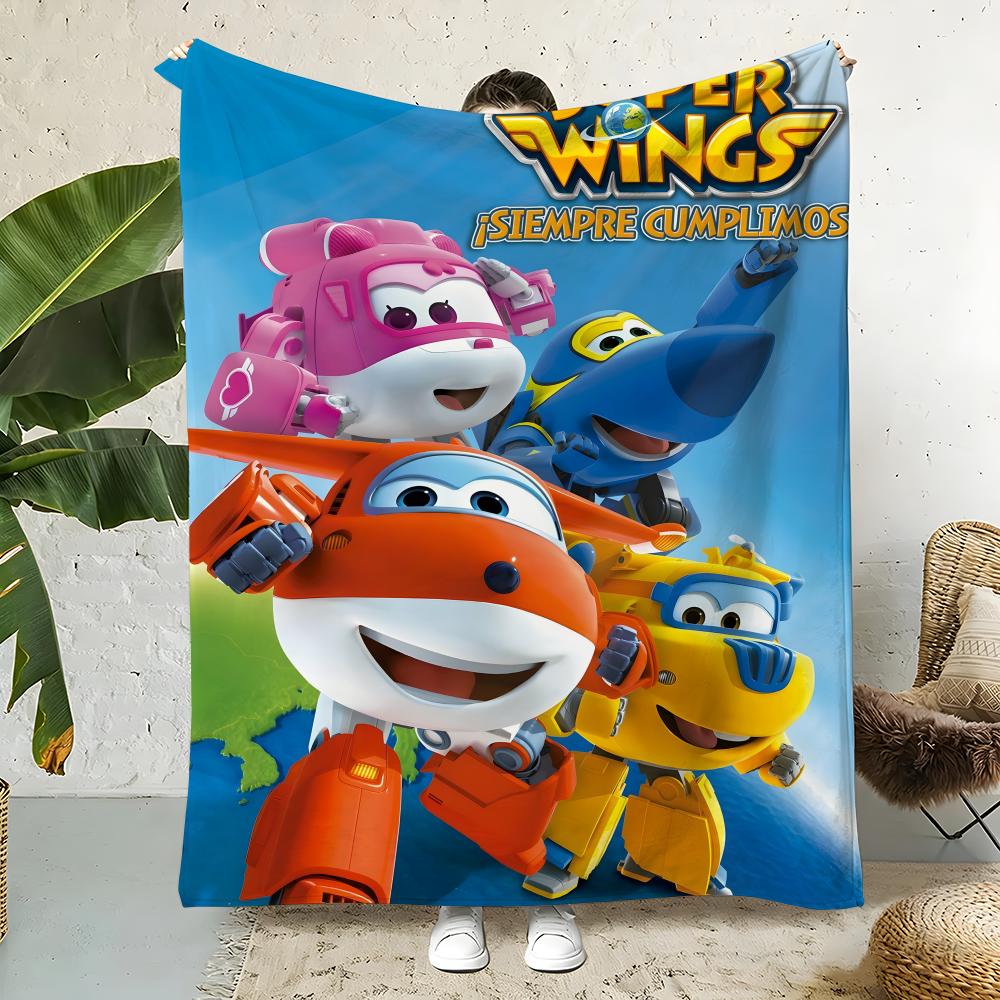 Animation S-Super Wings Throw  Flannel Throw Blanket,Bed Home Office Nap Blanket Travel,Camping,Picnic Blanket Soft Decor 75X95CM