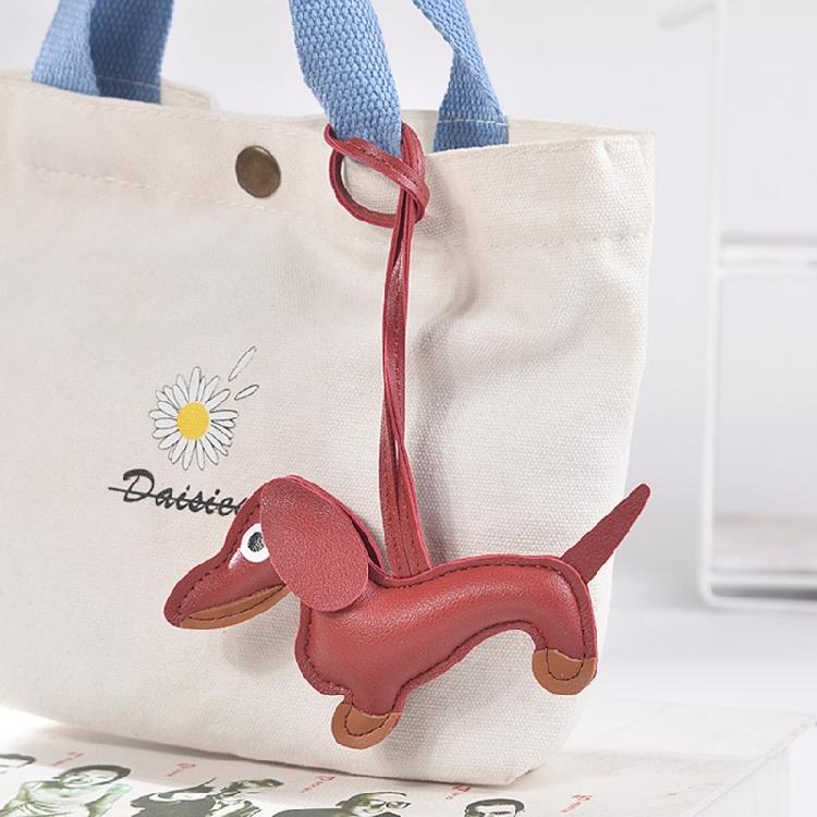 Süßer PU-Leder Tieranhänger Niedlicher Dackel Hund Schlüsselanhänger Anhänger Hängendes Ornament Rucksack Handtasche Charm Geschenk