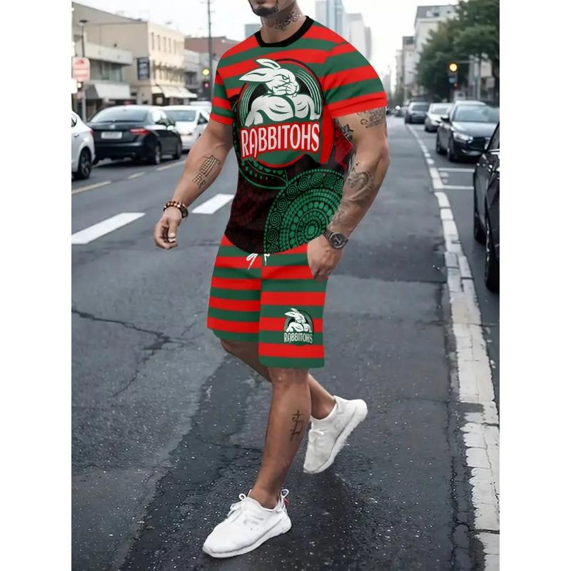 

Мужской винтажный комплект из футболки с 3D-принтом кроликов и шорт, футболка с коротким рукавом и круглым вырезом с градиентом, женский комплект из футболки и шорт S