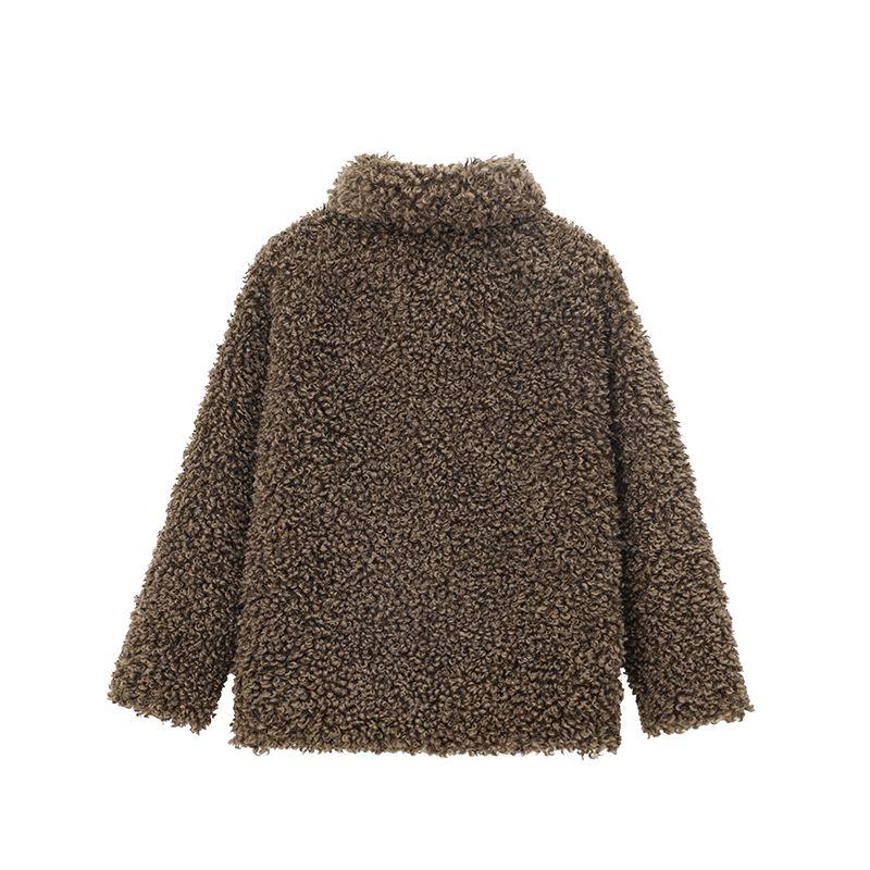 Zab Autumn New Women's Clothing Fashion Style French Style Design Artificial Fur Effect Short Coat Outwear