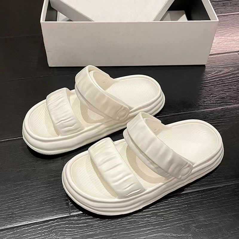 Woman Slippers Round Toe Summer Open Low Heel Indoor Sandals Outside Slides Green Height Shoes for Women 2024 New Fashion B Sale