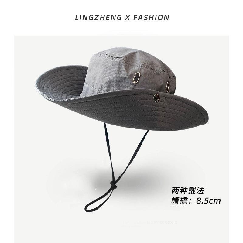Bucket hat summer sun protection sun hat men's outdoor mountaineering fishing hat face protection neck integrated hat big brim sun hat