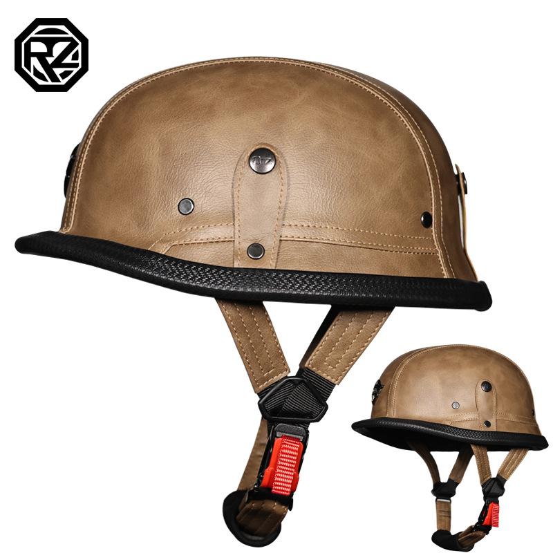 3C German WWII Vintage Helmet Leather Helmet, Summer Vintage Harley Half Helmet, Half Clad Motorcycle Helmet Men