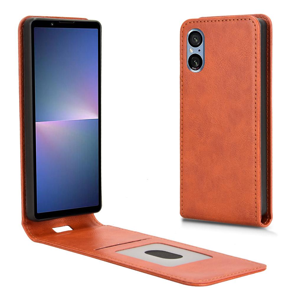 Pro pouzdro Sony Xperia 5 V se slotem na karty Magnetický vertikální flip Kožený kryt na telefon