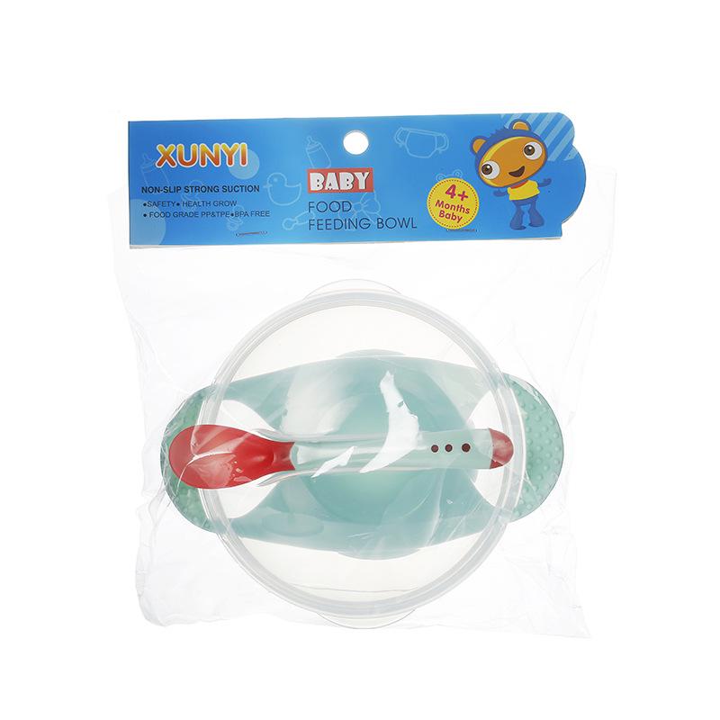 

Durable, Non-Slip Suction Bowl Set for Toddlers: Includes Training Bowl, Temperature-Sensitive Spoon, Fork, and Lid