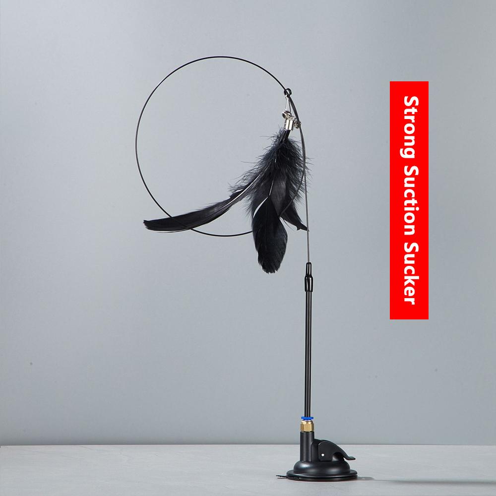 Feather Interactive Cat Toy Powerful Suction Cup Handfree Cat Stick Playing Kitten Playing Teaser Wand Toy Cat Wand Pet Supplies