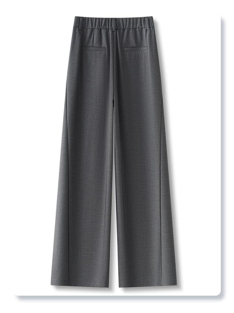 Women's Gray Wide-Leg High-Waisted Straight-Leg Pants for Spring/Autumn 2025