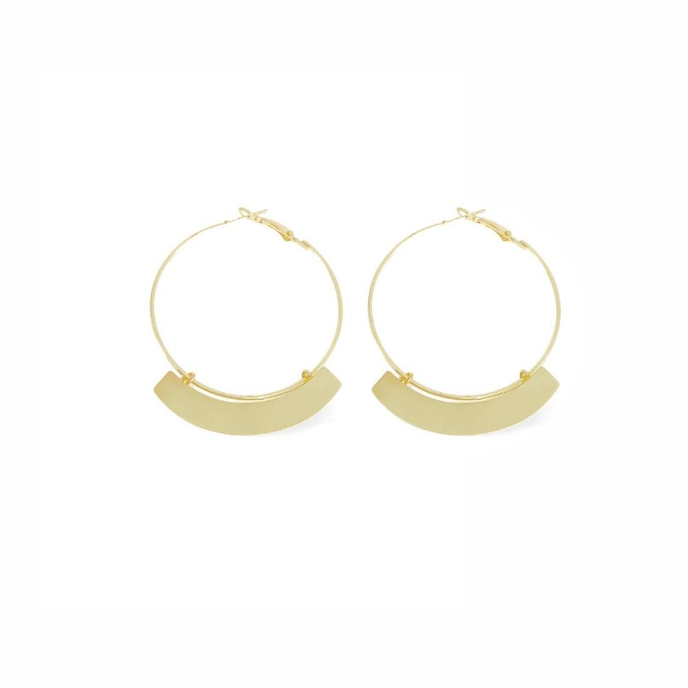 New Exaggerated Metal Geometric Round Hoop Earrings for Women Trendy Gold Silver Color Smooth Fan Shaped Earrings Jewelry Gifts