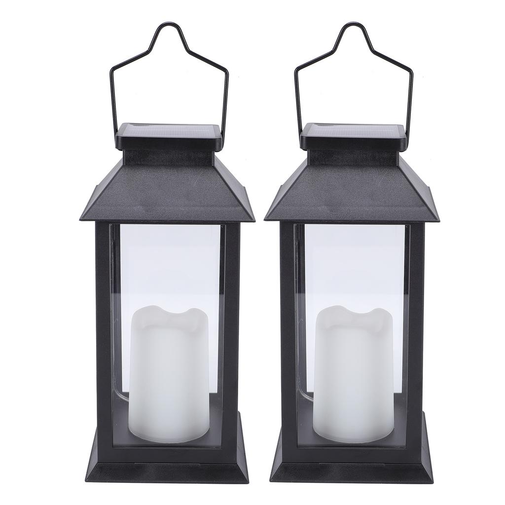 Solar Outdoor Hanging Lanterns, Flickering Flameless Candle Lanterns, IP65 Rainproof, Auto On Off, Rustproof Plastic