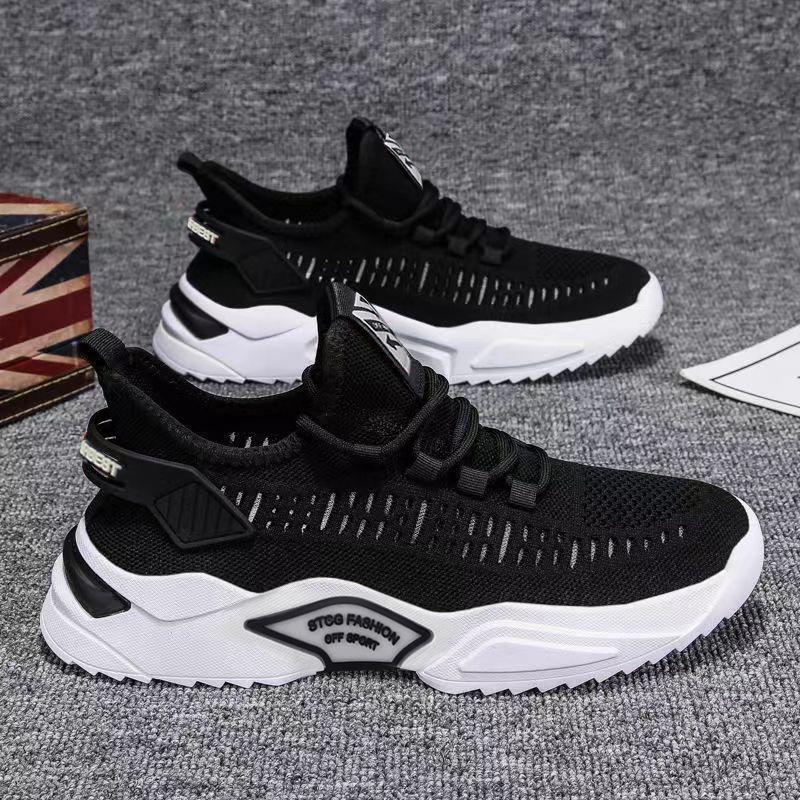 Men's flying knitting one-pedal lazy shoes flying knitting breathable casual shoes men's trend low-top sports shoes running shoes
