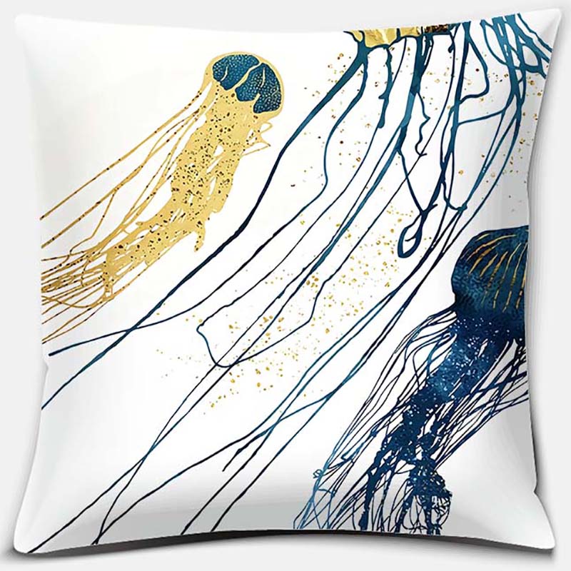 Metal Marine Animal Printing Series Pattern Pillowcase Square Home Office Decoration