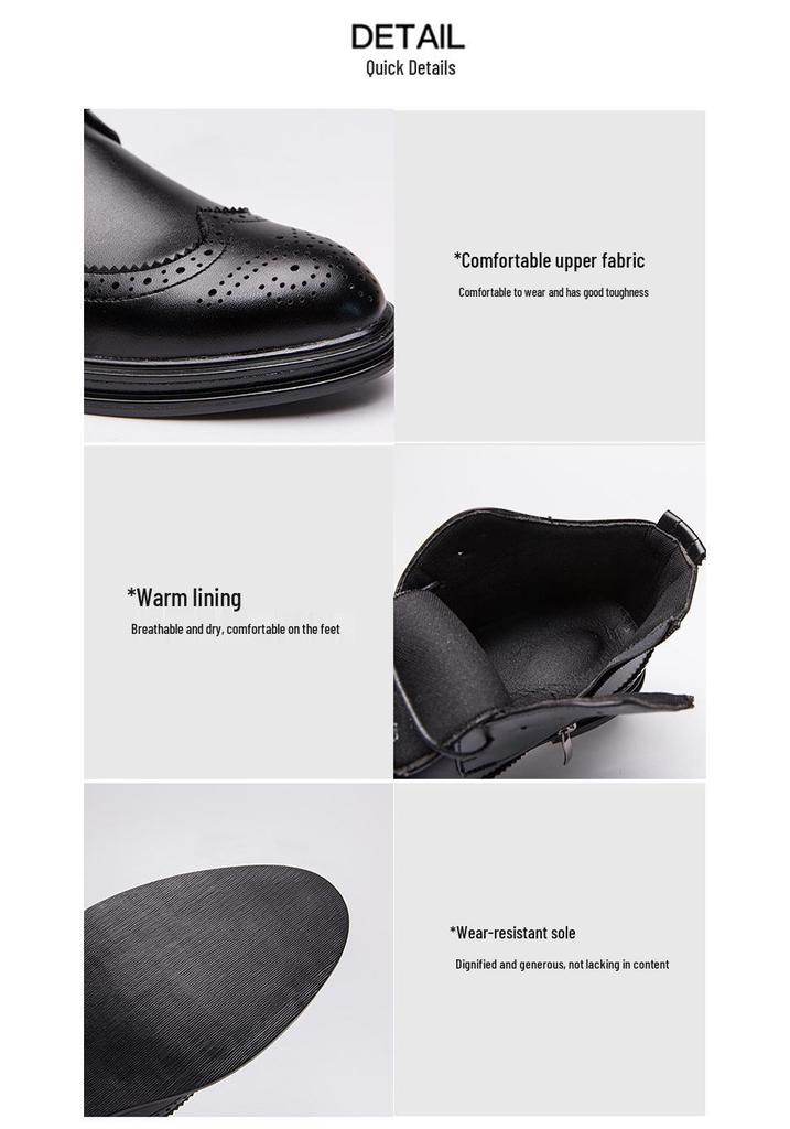 Men's High-Top Formal Brogue Boots - Autumn/Winter British & Korean Style