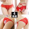 [Free Shipping] 4 Packs, Sexy Underwear Women's Transparent Temptation Low-rise Lace Ultra-thin Open Thong T-pants