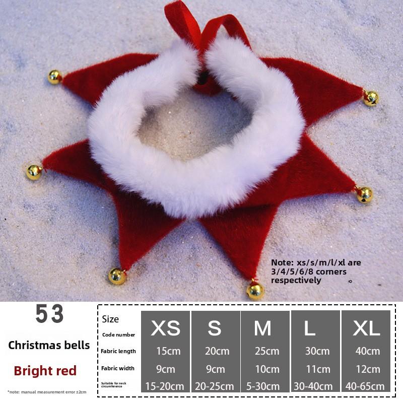 

2025 Christmas Pet Collar Winter Plush Cat Dog Triangle Scarf With Bell Cute Christmas Elements Pet Drool Towel Xmas Decor Props S червоний